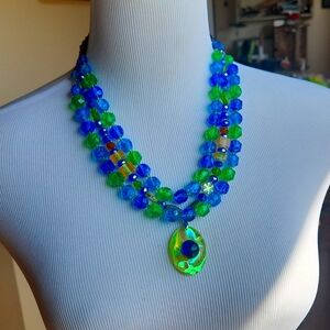 ARTISAN MASH UP! Adjustable 16 to 18 inches +/- of Blue and Green.